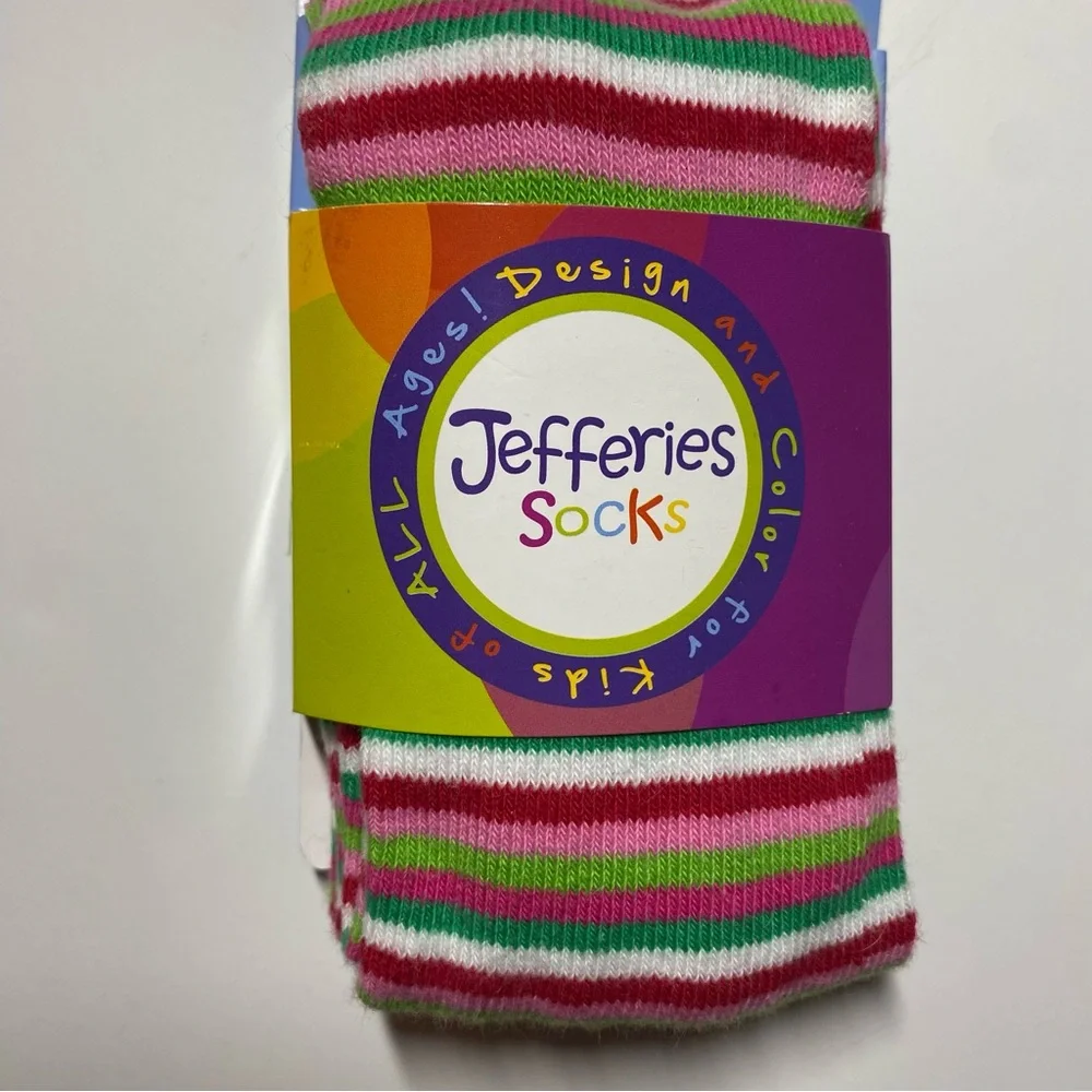 Jefferies Socks Girls Striped Tights Size 6 12 18 NWT New Months Red Green Pink